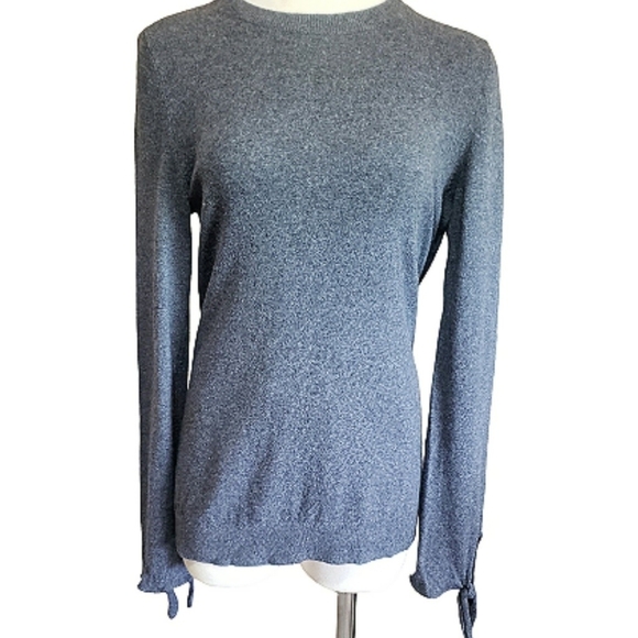 Banana Republic filpucci Gray Women's M Bow Cuff Crew Cashmere Italian Sweater - Picture 1 of 12